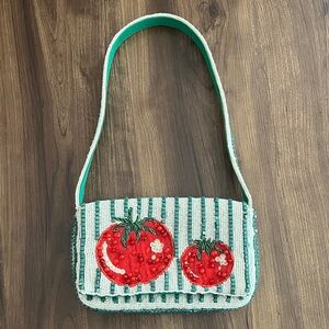 Handmade Viral Striped Tomato Beaded Shoulder Bag